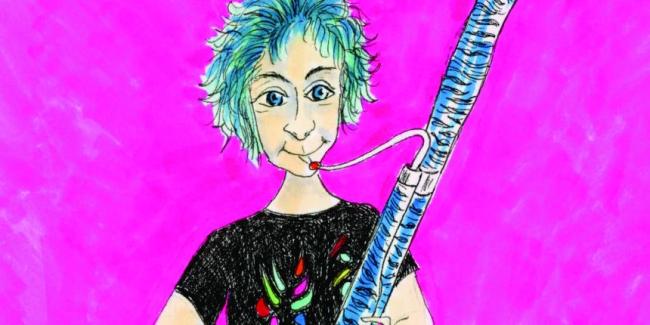 Illustration of a bassoonist by Nadina Mackie Jackson
