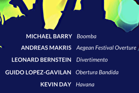 Colorful flyer with details of who will all be playing in the event.