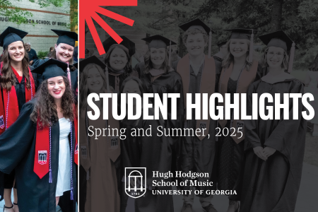 Music Therapy Spring 2025 graduates with their faculty, some under text and graphics