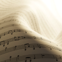 sheet music with waves in it mimicking hills